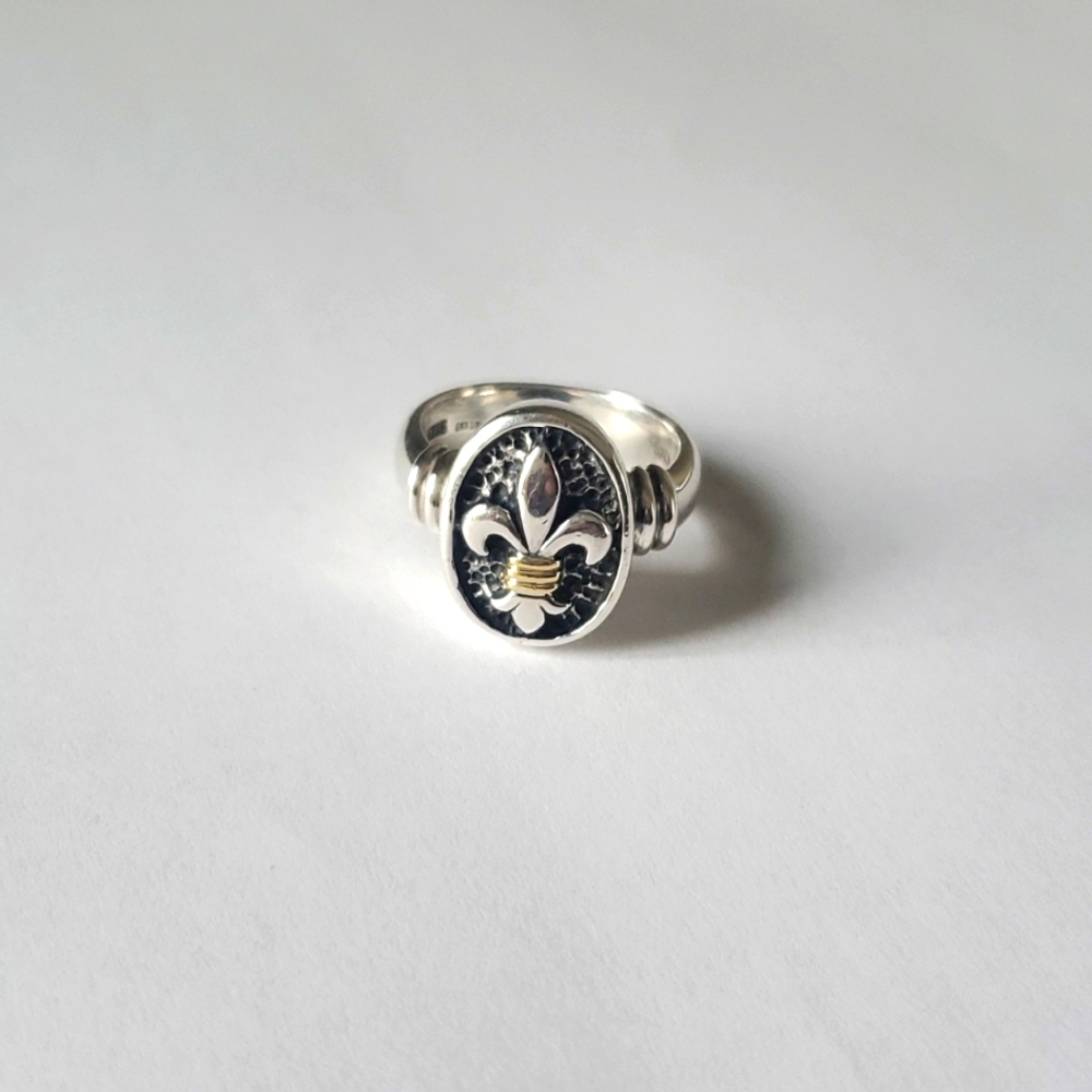 Ann King 925 18k Fleur-de-lis ring
